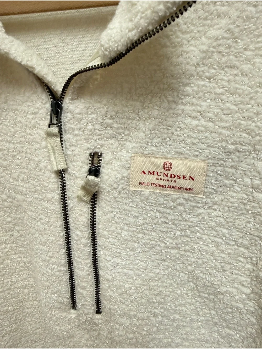 Amundsen Cream Sherpa Quarter Zip Pullover Sweater